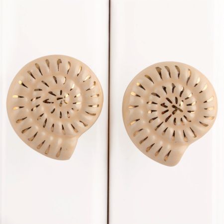 Cream Shell Flat Drawer Knob